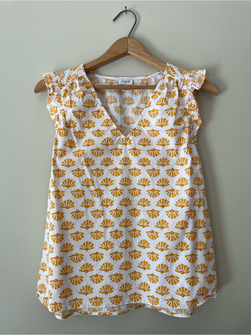 J. CREW • Tangerine V-Neck Flutter Sleeve Top